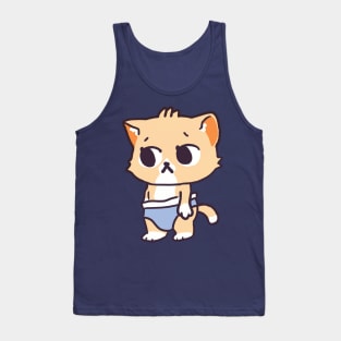 Orange Cat wearing Diaper Tank Top